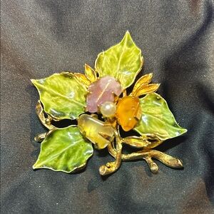 FrancoLeaf Brooch with Gem Accents